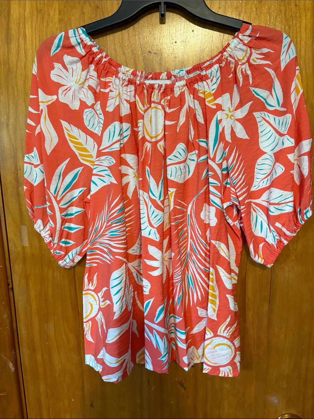 NWOT Sonoma Goods For Life Women's Off-Shoulder Floral Tunic in Coral - Size M